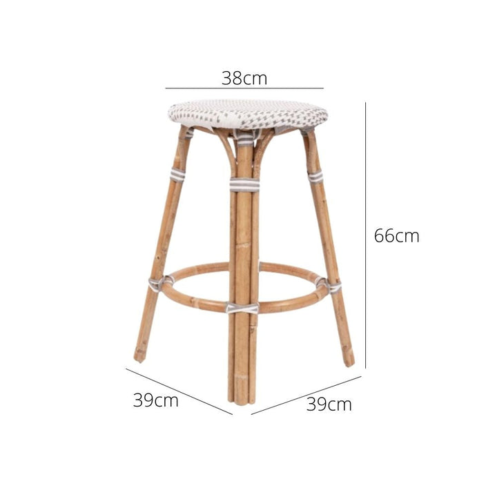 Bar Stools - Aleena Rattan Bar Stool Backless Fog 66cm