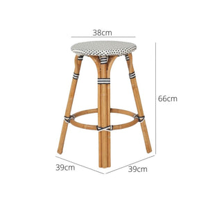 Bar Stools - Aleena Rattan Bar Stool Backless Navy 66cm