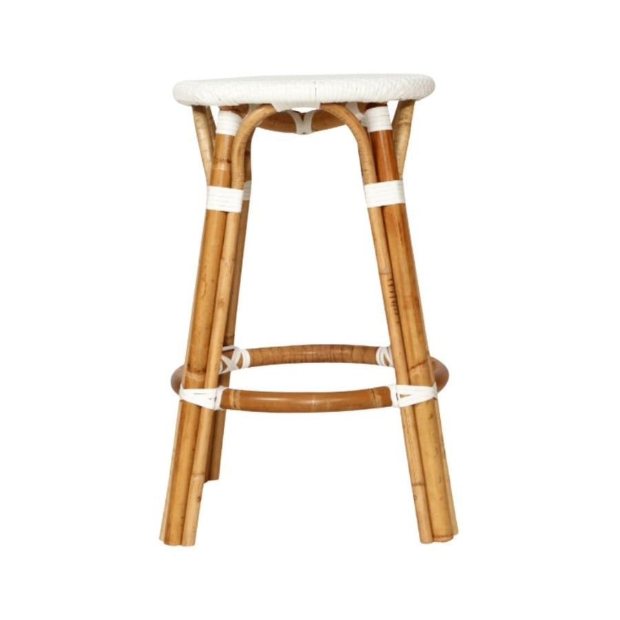 Bar Stools - Aleena Rattan Bar Stool Backless White 66cm