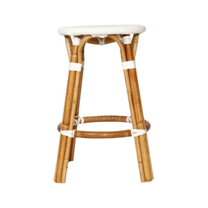 Bar Stools - Aleena Rattan Bar Stool Backless White 66cm