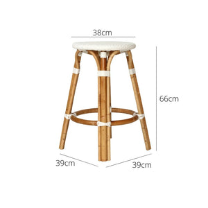 Bar Stools - Aleena Rattan Bar Stool Backless White 66cm