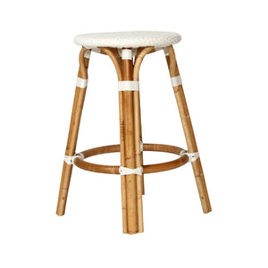 Bar Stools - Aleena Rattan Bar Stool Backless White 66cm