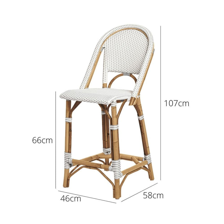 Bar Stools - Aleena Rattan Bar Stool Fog 66cm