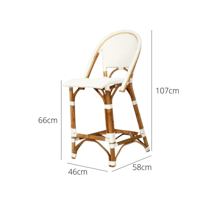 Bar Stools - Aleena Rattan Bar Stool White 66cm