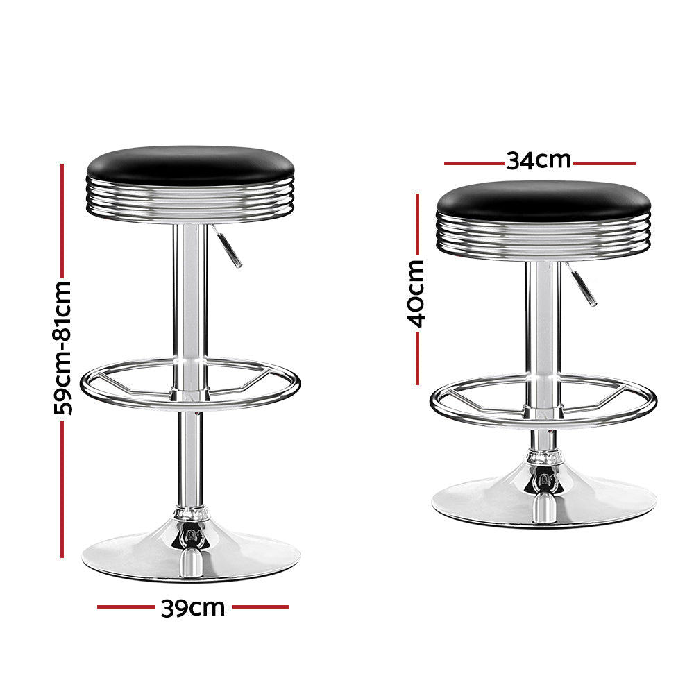 Bar Stools - Anton Leather Bar Stool Swivel Backless (Set Of 4) Black