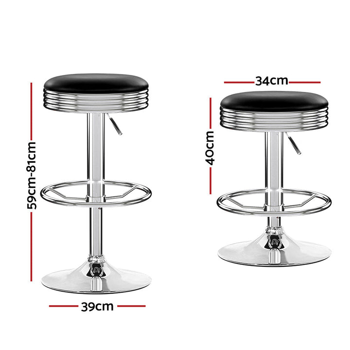 Bar Stools - Anton Leather Bar Stool Swivel Backless (Set Of 4) Black