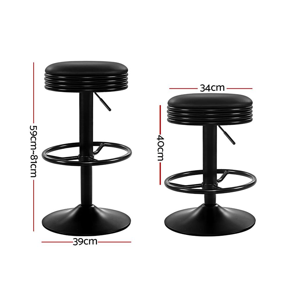 Bar Stools - Anton Set Of 2 Leather Backless Gas Lift Kitchen Bar Stool Black
