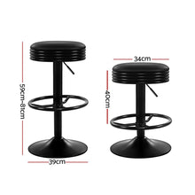 Load image into Gallery viewer, Bar Stools - Anton Set Of 2 Leather Backless Gas Lift Kitchen Bar Stool Black