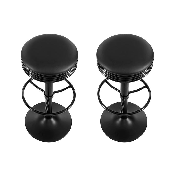 Bar Stools - Anton Set Of 2 Leather Backless Gas Lift Kitchen Bar Stool Black