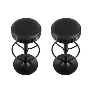 Bar Stools - Anton Set Of 2 Leather Backless Gas Lift Kitchen Bar Stool Black