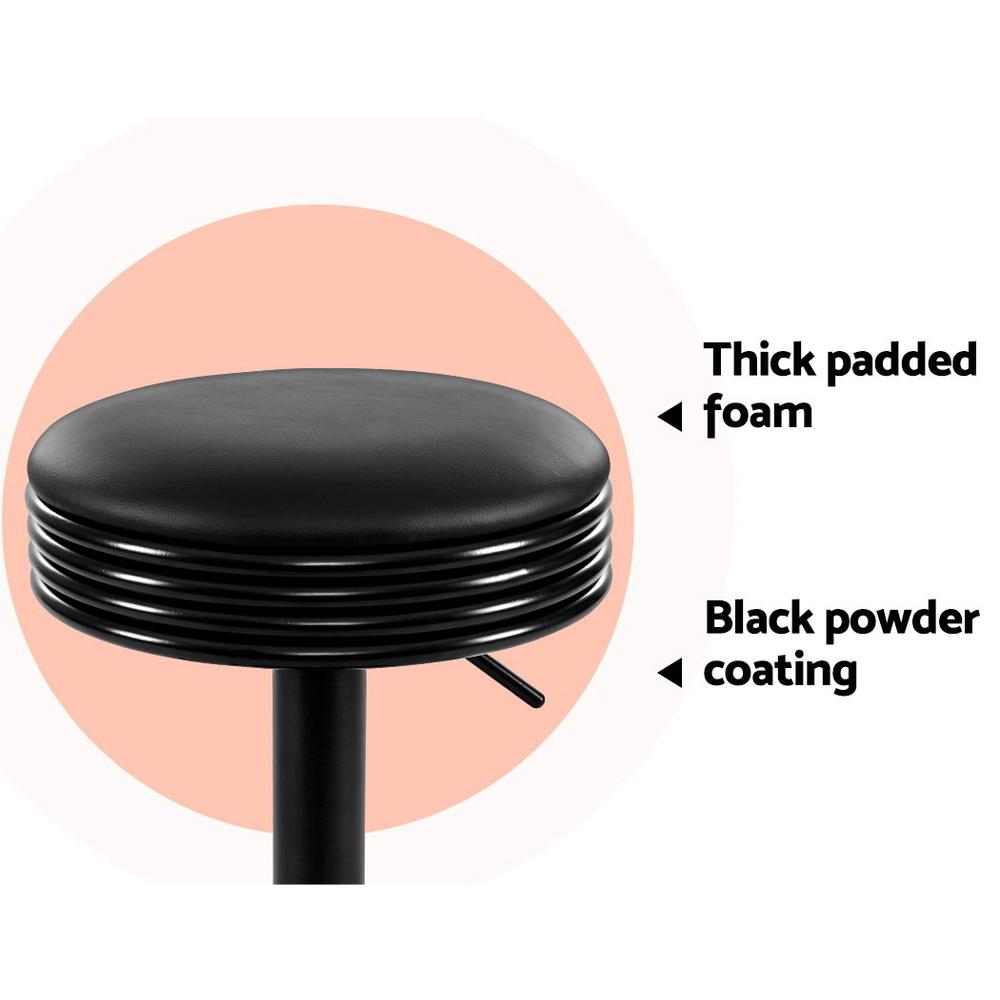 Bar Stools - Anton Set Of 2 Leather Backless Gas Lift Kitchen Bar Stool Black