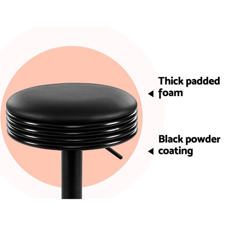 Bar Stools - Anton Set Of 2 Leather Backless Gas Lift Kitchen Bar Stool Black