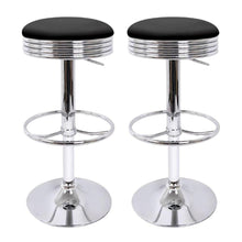 Load image into Gallery viewer, Bar Stools - Anton Set Of 2 Leather Backless Gas Lift Kitchen Bar Stool Chrome Black