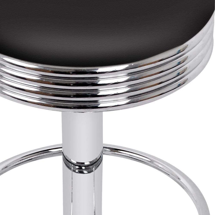 Bar Stools - Anton Set Of 2 Leather Backless Gas Lift Kitchen Bar Stool Chrome Black