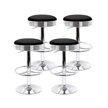 Load image into Gallery viewer, Bar Stools - Anton Set Of 4 Leather Backless Gas Lift Kitchen Bar Stool Chrome Black