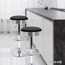 Load image into Gallery viewer, Bar Stools - Anton Set Of 4 Leather Backless Gas Lift Kitchen Bar Stool Chrome Black
