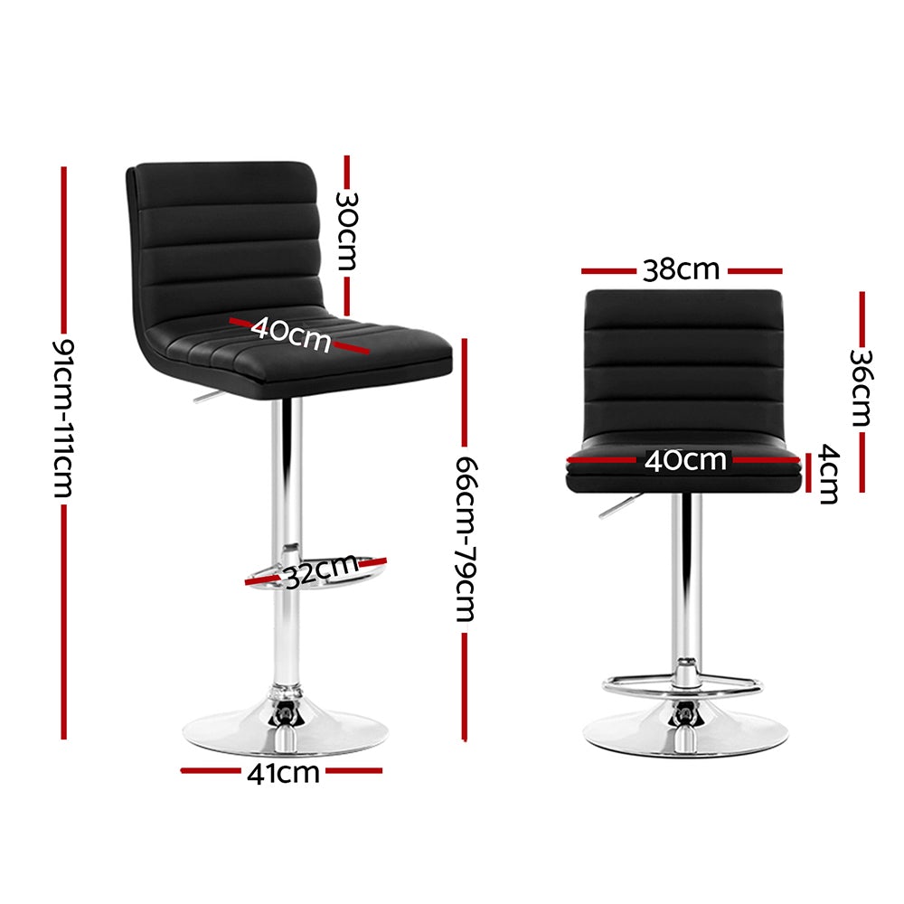 Bar Stools - Arne Leather Bar Stool Swivel (Set Of 2) Black