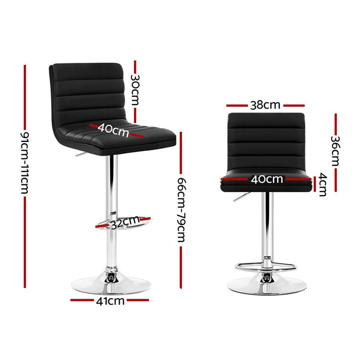 Bar Stools - Arne Leather Bar Stool Swivel (Set Of 2) Black