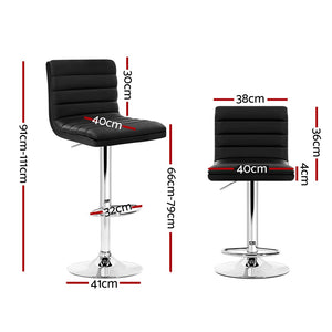 Bar Stools - Arne Leather Bar Stool Swivel (Set Of 2) Black