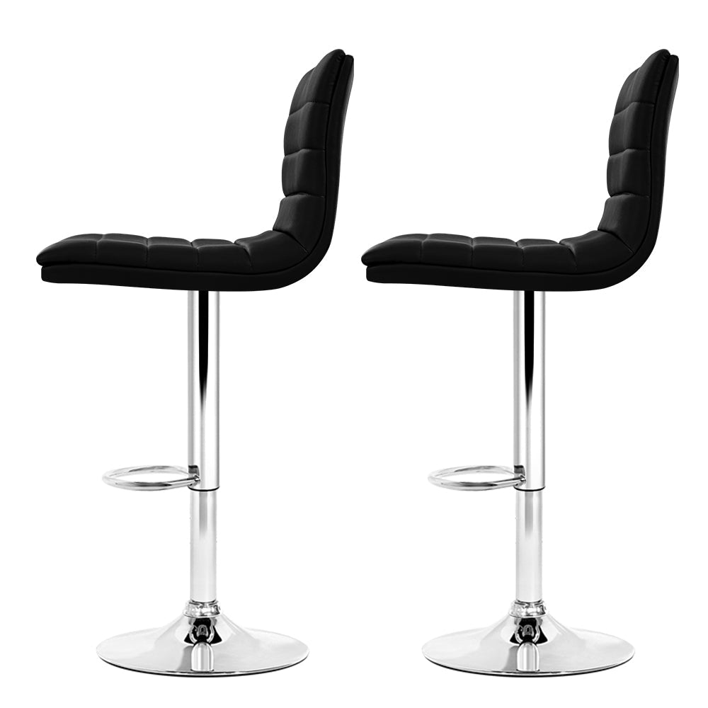 Bar Stools - Arne Leather Bar Stool Swivel (Set Of 2) Black