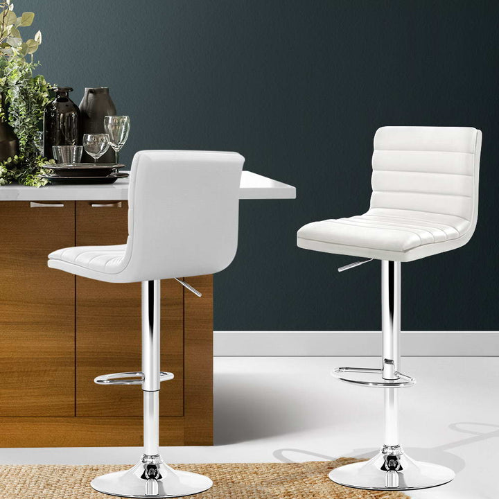 Bar Stools - Arne Leather Bar Stool Swivel (Set Of 2) White