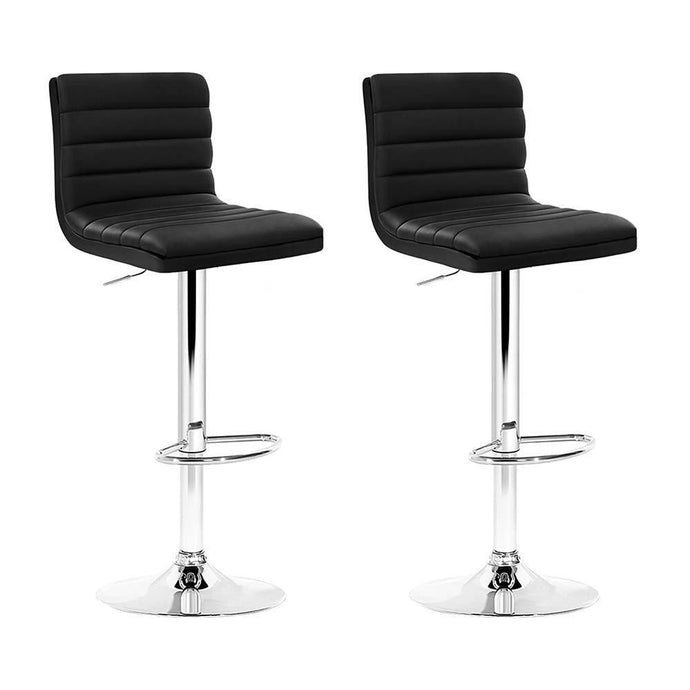 Bar Stools - Arne Set Of 2 Leather Gas Lift Swivel Kitchen Bar Stool Black