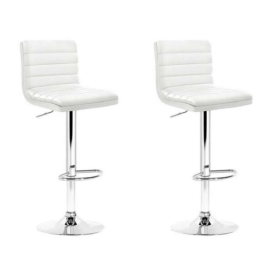 Bar Stools - Arne Set Of 2 Leather Gas Lift Swivel Kitchen Bar Stool White