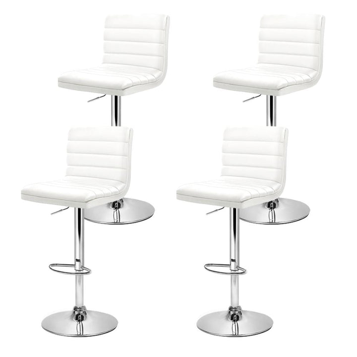 Bar Stools - Arne Set Of 4 Leather Gas Lift Swivel Kitchen Bar Stool White