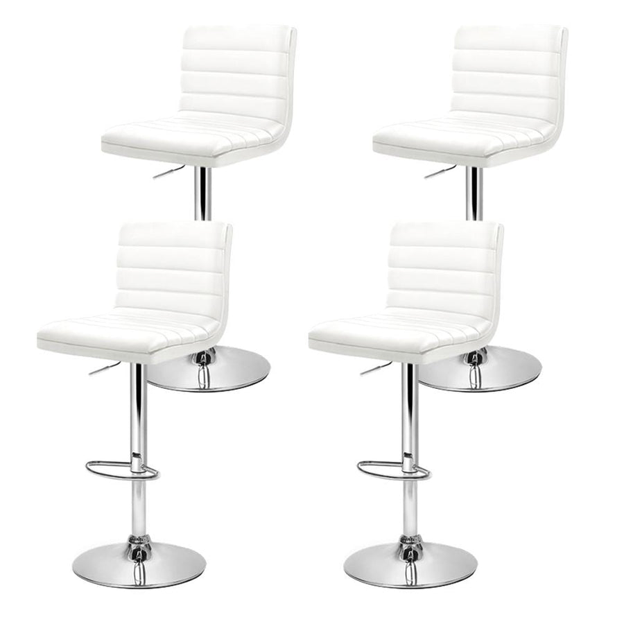 Bar Stools - Arne Set Of 4 Leather Gas Lift Swivel Kitchen Bar Stool White
