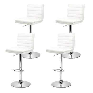 Bar Stools - Arne Set Of 4 Leather Gas Lift Swivel Kitchen Bar Stool White
