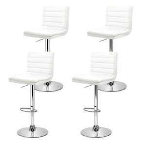 Bar Stools - Arne Set Of 4 Leather Gas Lift Swivel Kitchen Bar Stool White