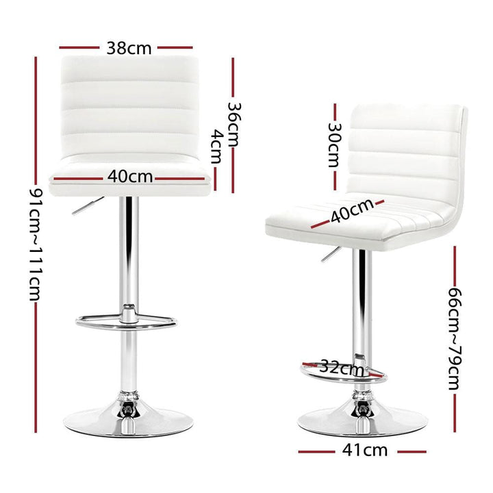 Bar Stools - Arne Set Of 4 Leather Gas Lift Swivel Kitchen Bar Stool White