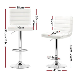 Bar Stools - Arne Set Of 4 Leather Gas Lift Swivel Kitchen Bar Stool White