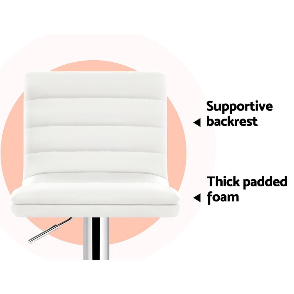 Bar Stools - Arne Set Of 4 Leather Gas Lift Swivel Kitchen Bar Stool White
