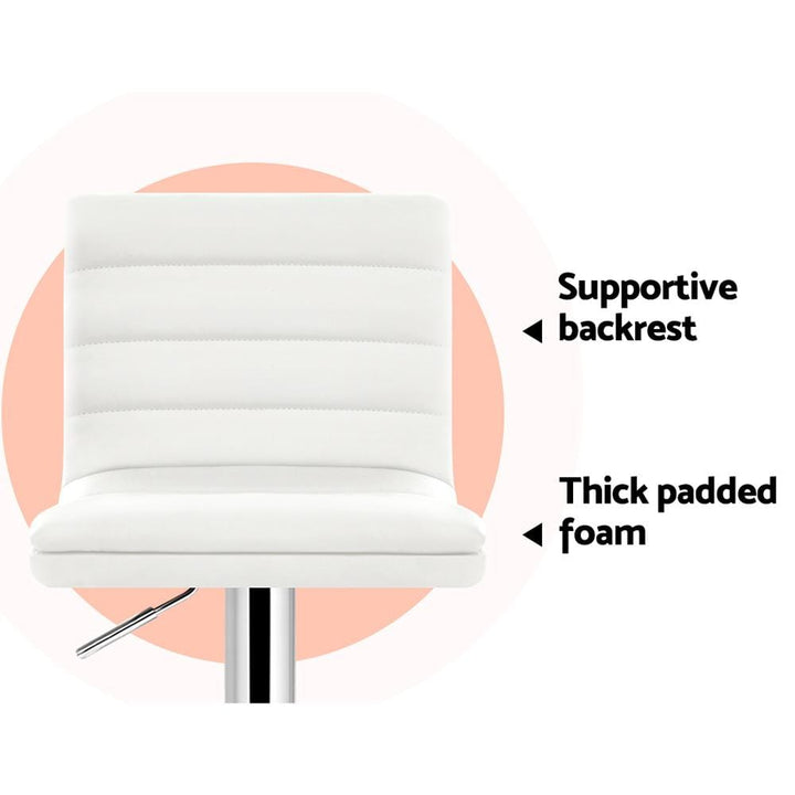 Bar Stools - Arne Set Of 4 Leather Gas Lift Swivel Kitchen Bar Stool White