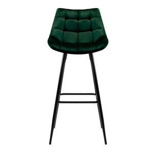 Bar Stools - Audrey Velvet Fabric Bar Stool (Set Of 2) Green 76cm