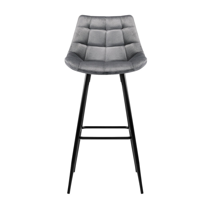 Bar Stools - Audrey Velvet Fabric Bar Stool (Set Of 2) Grey 76cm