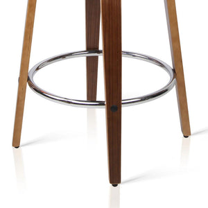 Bar Stools - Bentwood Bar Stool Leather Wooden Swivel (Set Of 4) Black 76cm