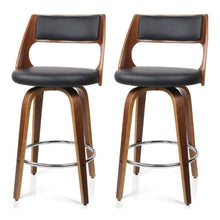 Load image into Gallery viewer, Bar Stools - Bentwood Set Of 2 Wooden Swivel Kitchen Bar Stool Black 65cm