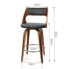 Load image into Gallery viewer, Bar Stools - Bentwood Set Of 2 Wooden Swivel Kitchen Bar Stool Black 65cm