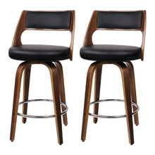 Load image into Gallery viewer, Bar Stools - Bentwood Set Of 2 Wooden Swivel Kitchen Bar Stool Black 76cm