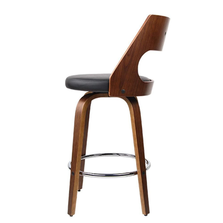 Bar Stools - Bentwood Set Of 4 Wooden Swivel Kitchen Bar Stool Black 76cm