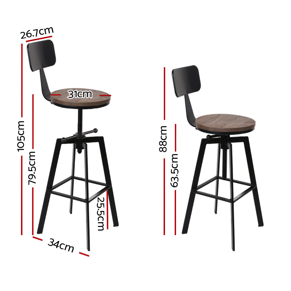 Bar Stools - Bruno Industrial Bar Stool Wooden Swivel Black
