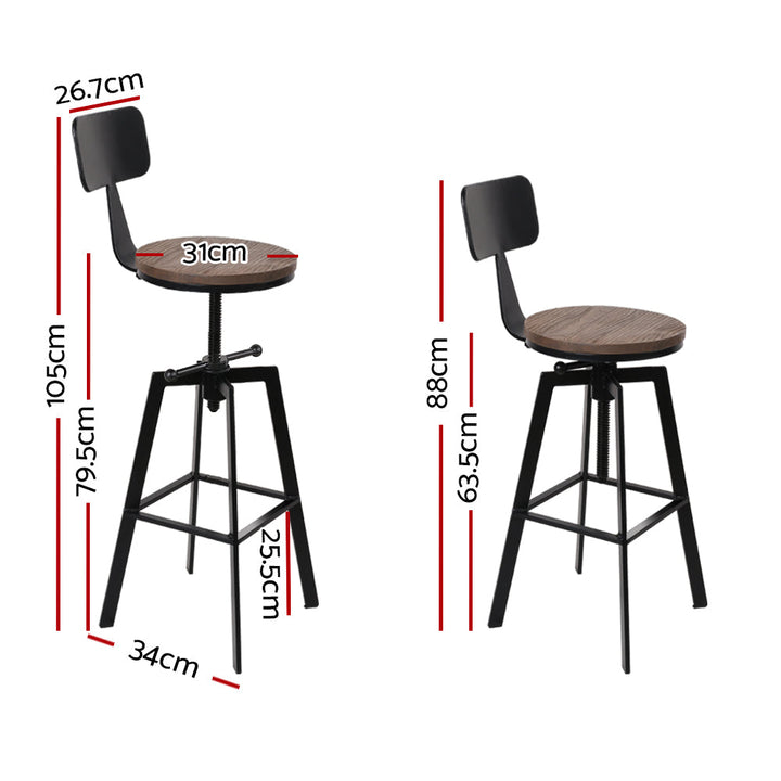 Bar Stools - Bruno Industrial Bar Stool Wooden Swivel Black