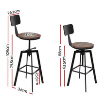 Load image into Gallery viewer, Bar Stools - Bruno Industrial Bar Stool Wooden Swivel Black