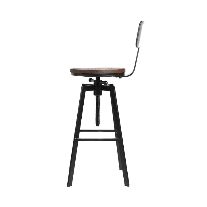 Bar Stools - Bruno Industrial Bar Stool Wooden Swivel Black