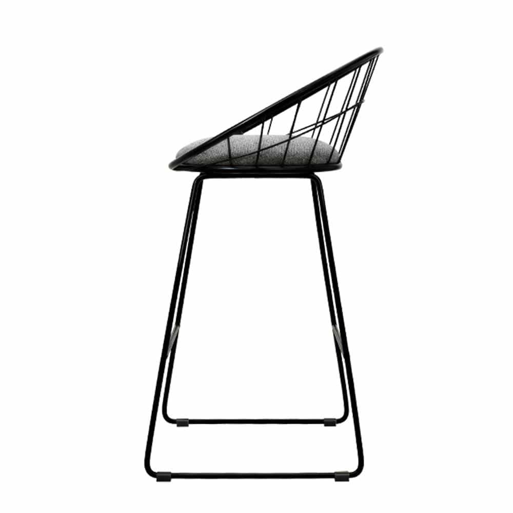 Bar Stools - Camden Set Of 2 Steel Kitchen Bar Stool Black Grey 65cm