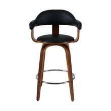 Load image into Gallery viewer, Bar Stools - Cassius Wooden Bar Stool Leather Swivel (Set Of 2) Black 63cm