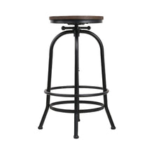 Load image into Gallery viewer, Bar Stools - Chico Industrial Bar Stool Wooden Swivel Backless Black