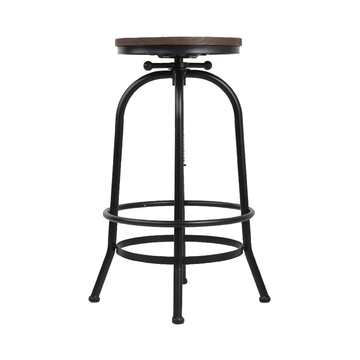 Bar Stools - Chico Industrial Bar Stool Wooden Swivel Backless (Set Of 2) Black